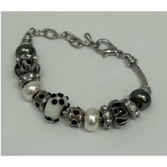 Lot 5 Jewelry Bracelets Costume Bella Perlina Gold Silver Tone Heart Shiny Beads - Picture 3 of 13